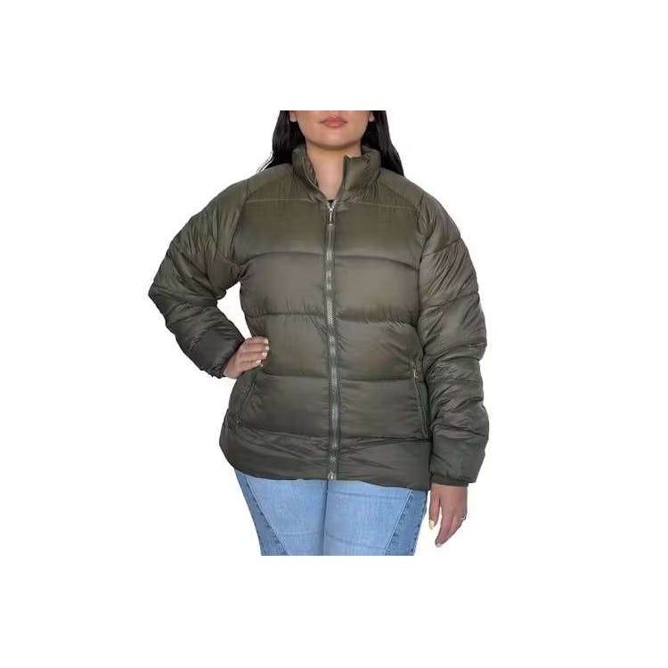 Women's Solid Puffer Jackets Olive 1XL-3XL 1