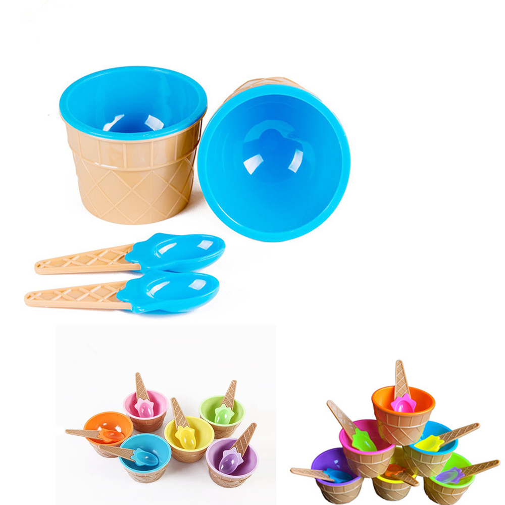 Plastic Ice Cream Bowl With Spoon 1