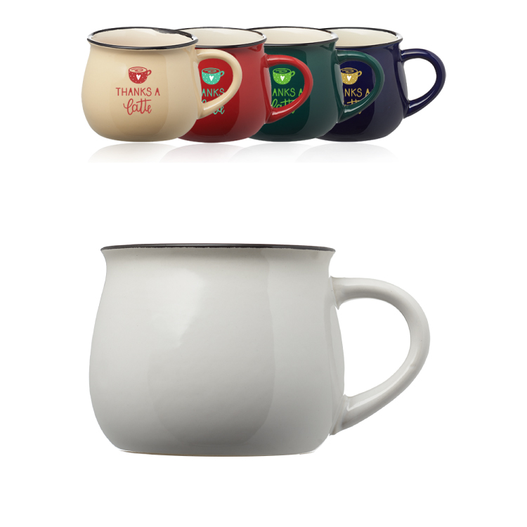 12 oz. Two Tone Glossy Pottery Custom Coffee Mug 2