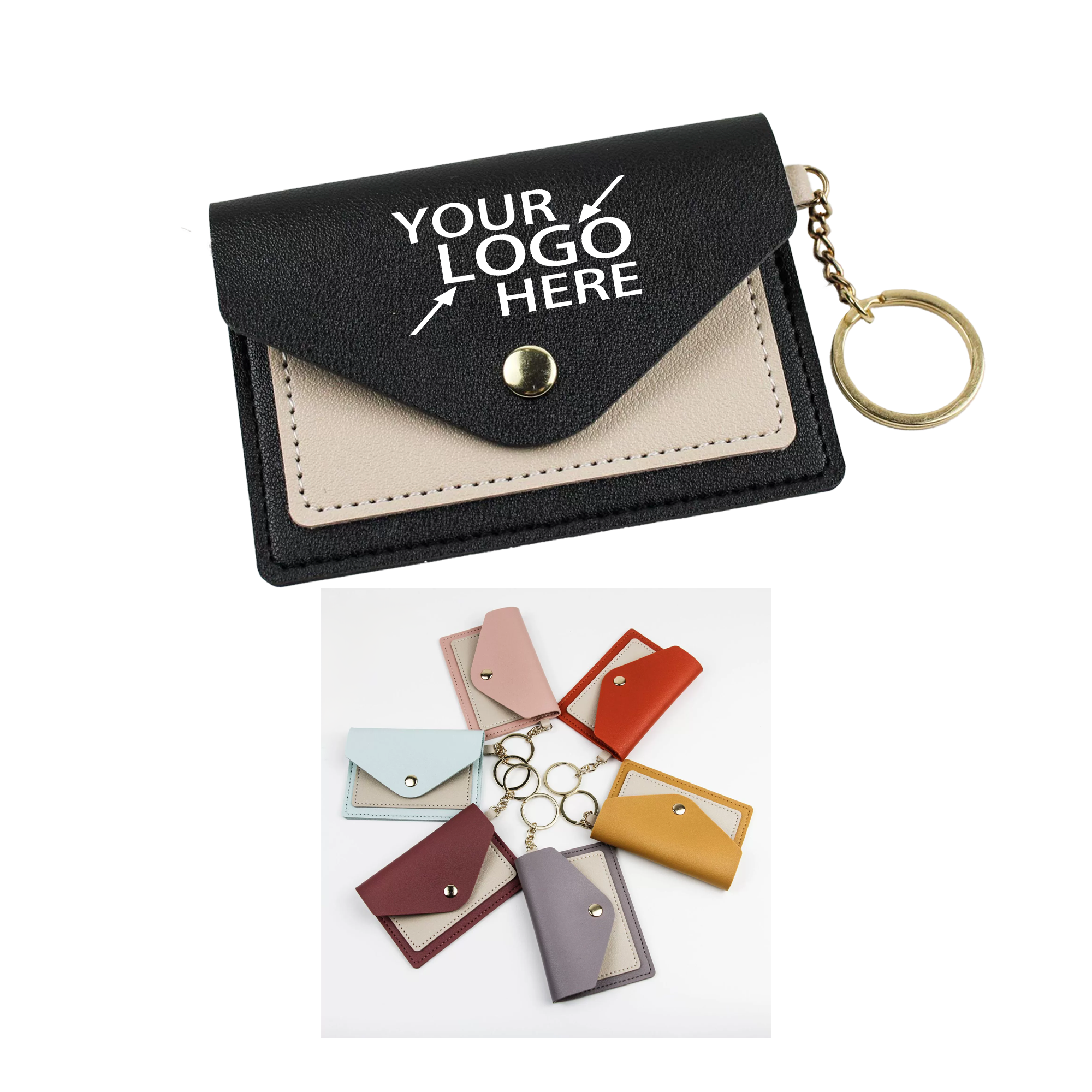 Compact PU Leather Wallet with Built-in Keyring 1