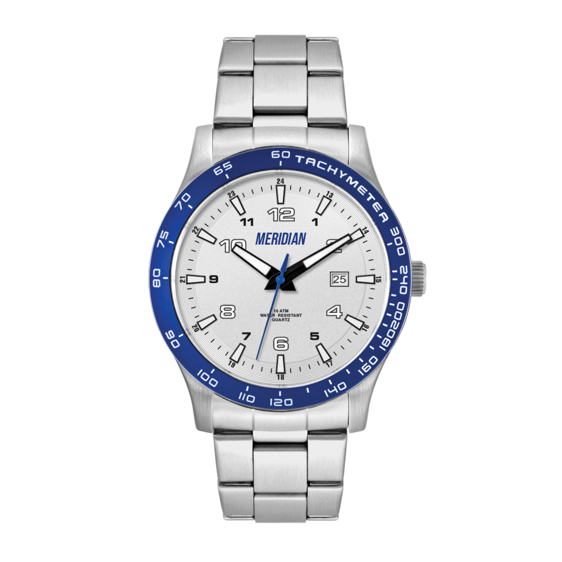 WC8438 43.5MM STEEL MATTE SILVER CASE, 3 HAND MVMT, SILVER DIAL, DTE DISPLAY, BL ROTATING BEZEL, SILVER BRA 3