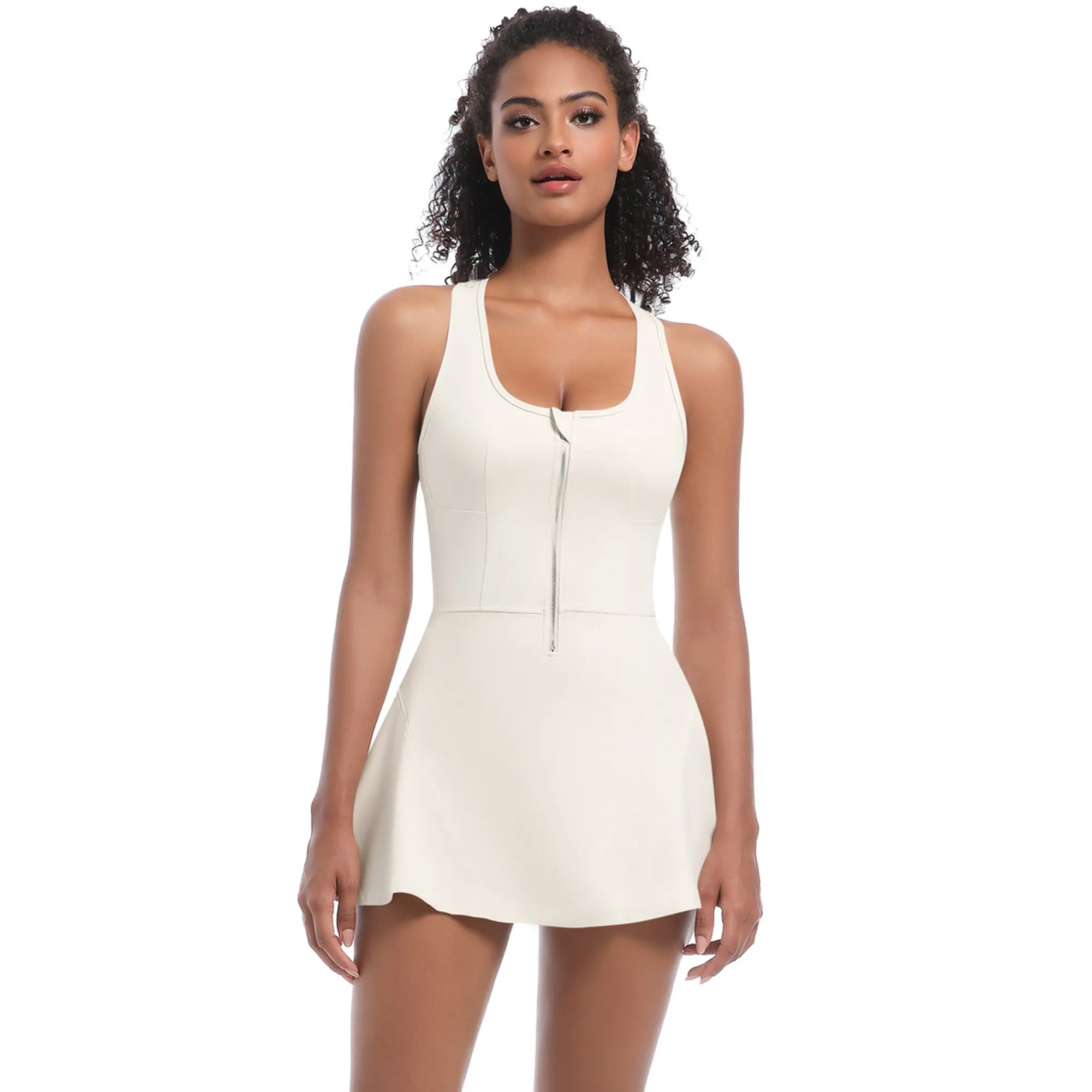 Women Tennis Golf Half Zipper Sleeveless Dress 2