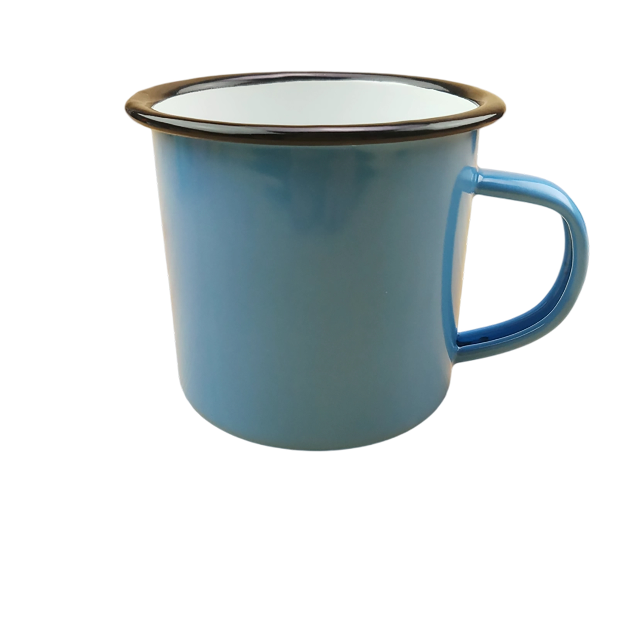 Enamel Metal Camper Mug 12oz Retro Style With Blue Rim 2
