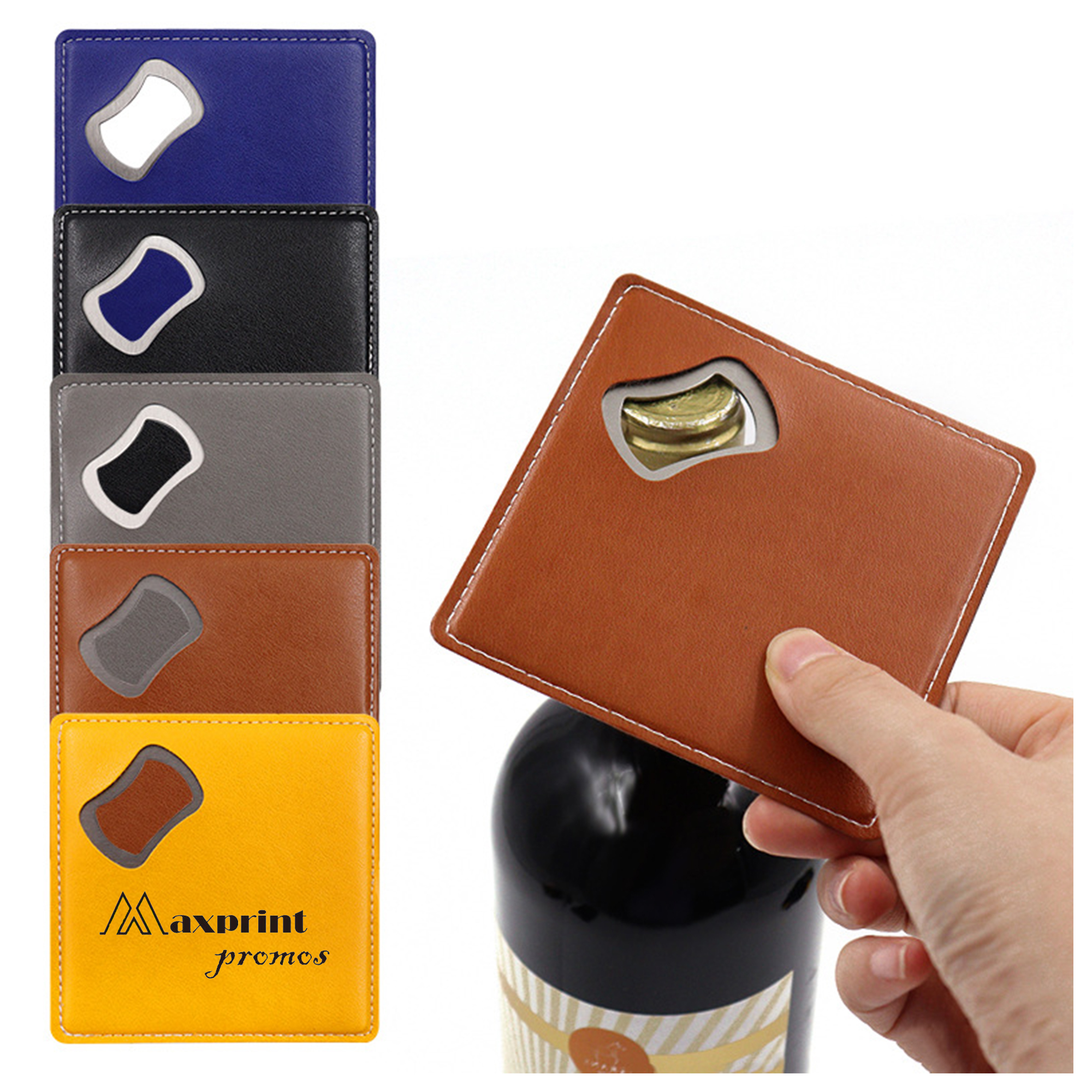 Custom Square Leather Bottle Opener 2