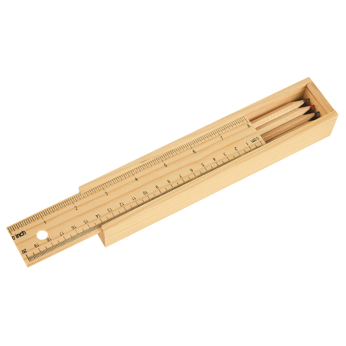 12- Piece Colored Pencil Set In Wooden Ruler Box 6