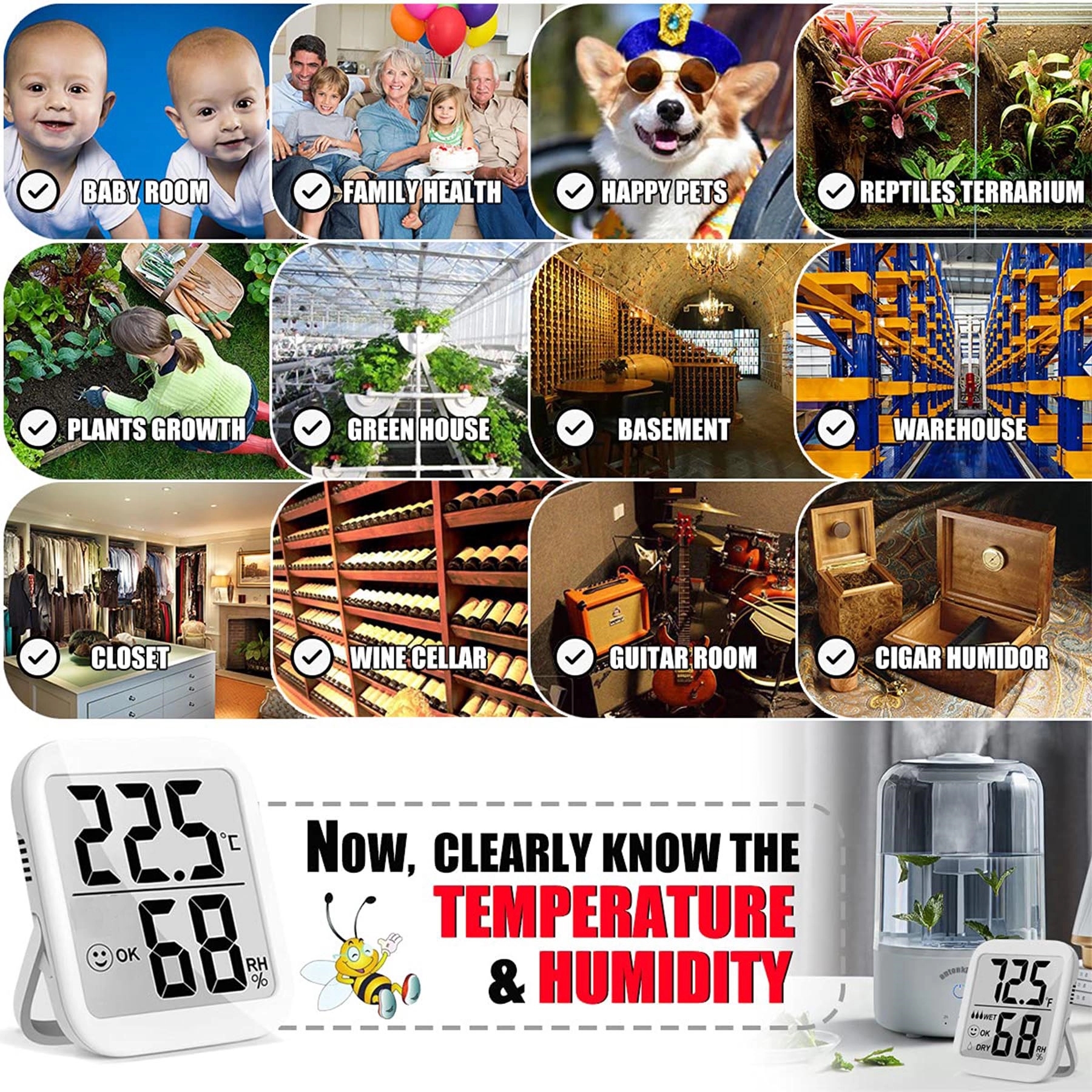 Digital Thermometer Humidity Gauge 2