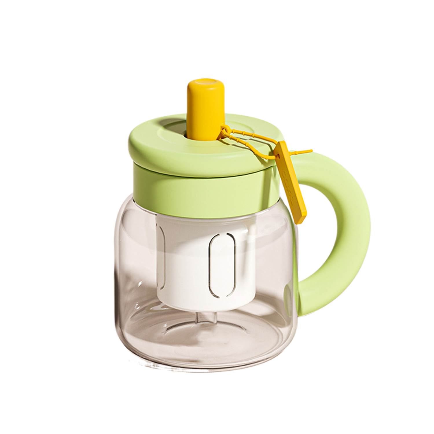30Oz Large Capacity Glass Flower Tea Cup w/ Straw 2