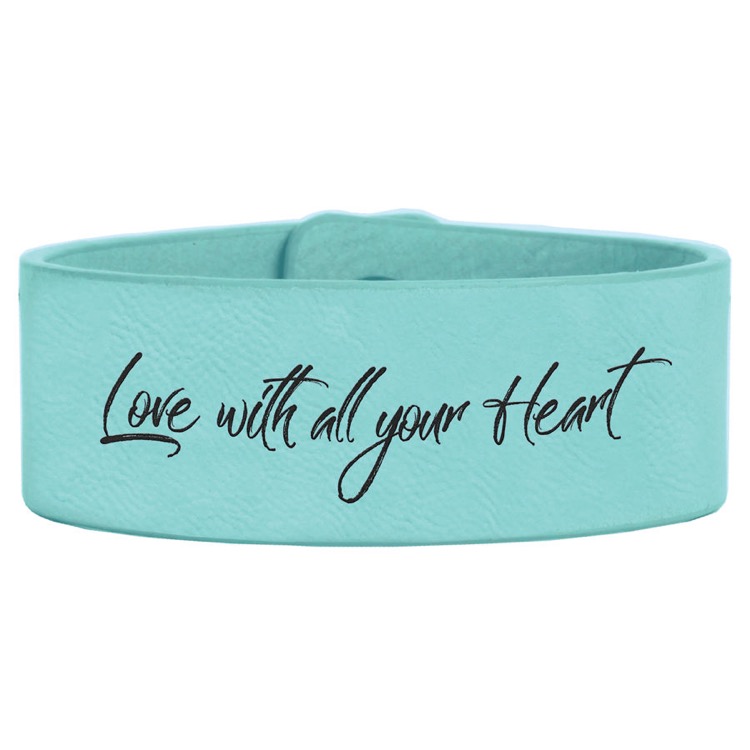 9 1/2" x 1" Teal Leatherette Cuff Bracelet 3
