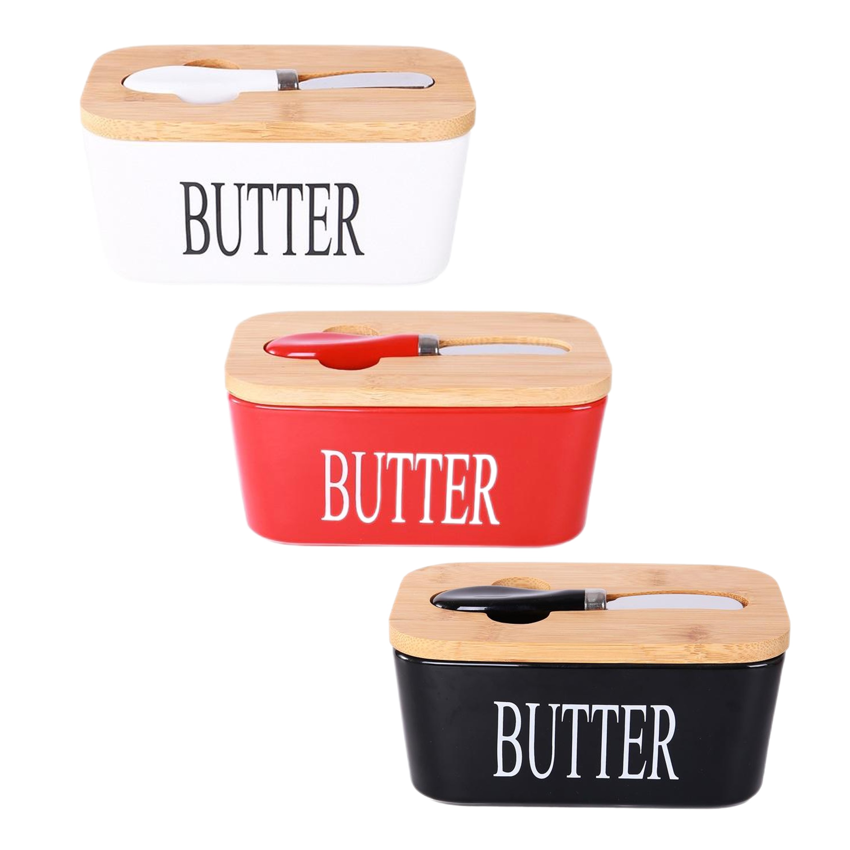 Butter Dish with Bamboo Lid & Knife (direct import) 3