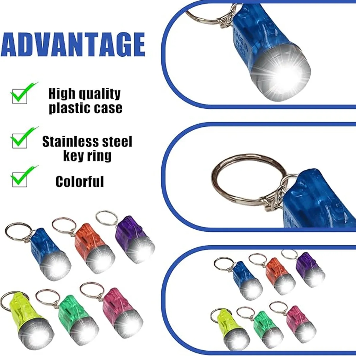 Mini Plastic Flashlight Keychain Pendant 5