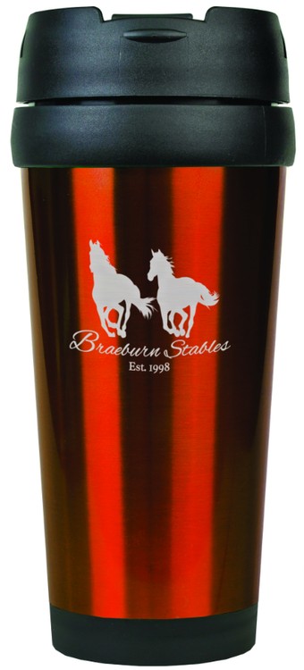 16 oz. Orange Laser Engraved Stainless Steel Travel Mug 2