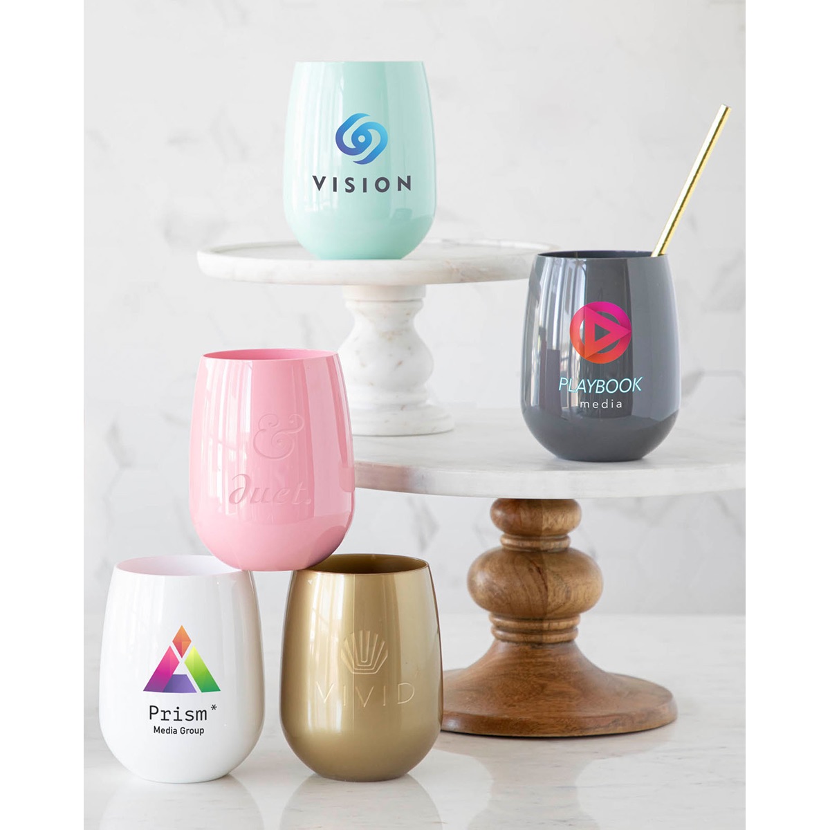 Symglass 12oz Colored Stemless Wine Glass 9