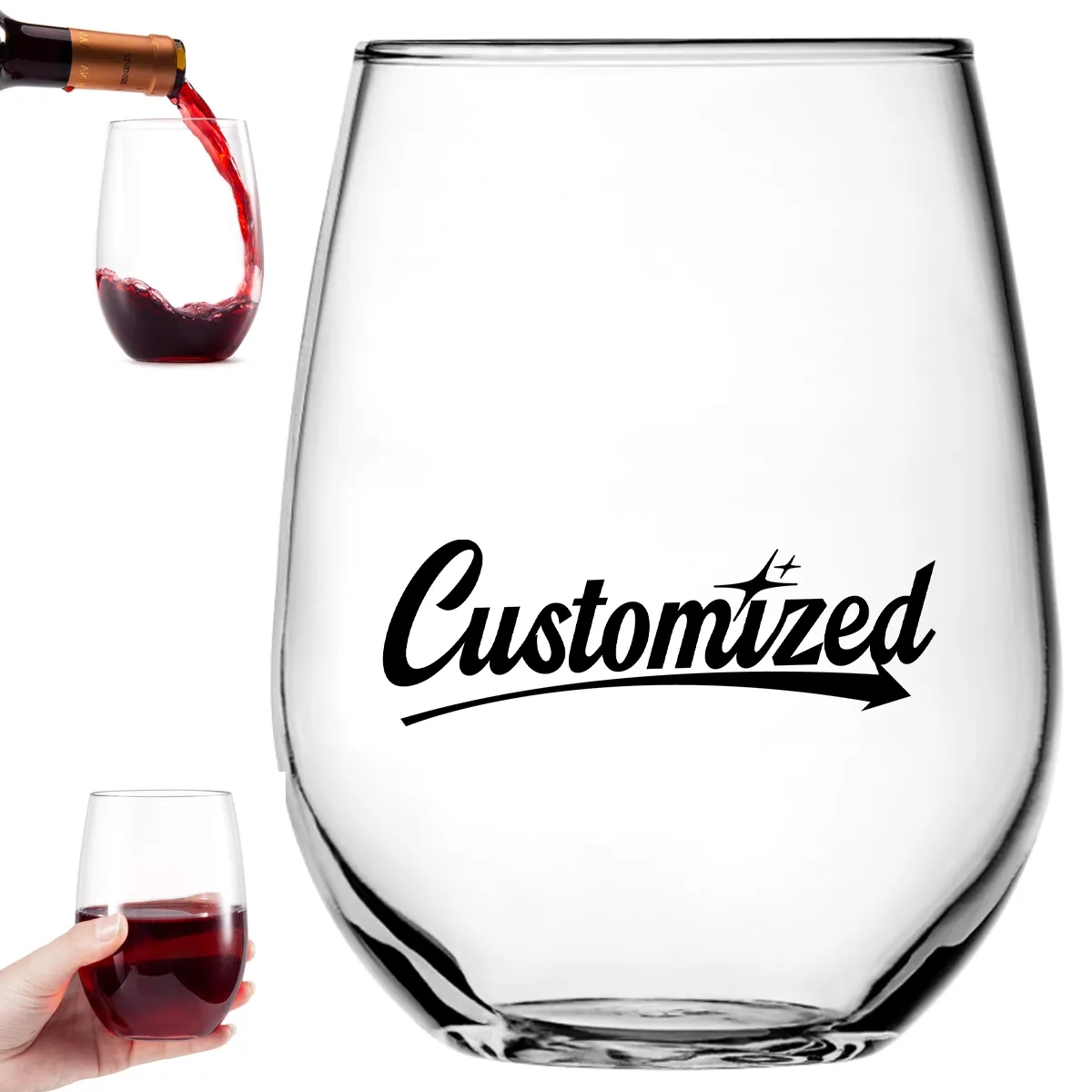 Unbreakable Reusable 16oz Plastic Stemless Wine Glass 6