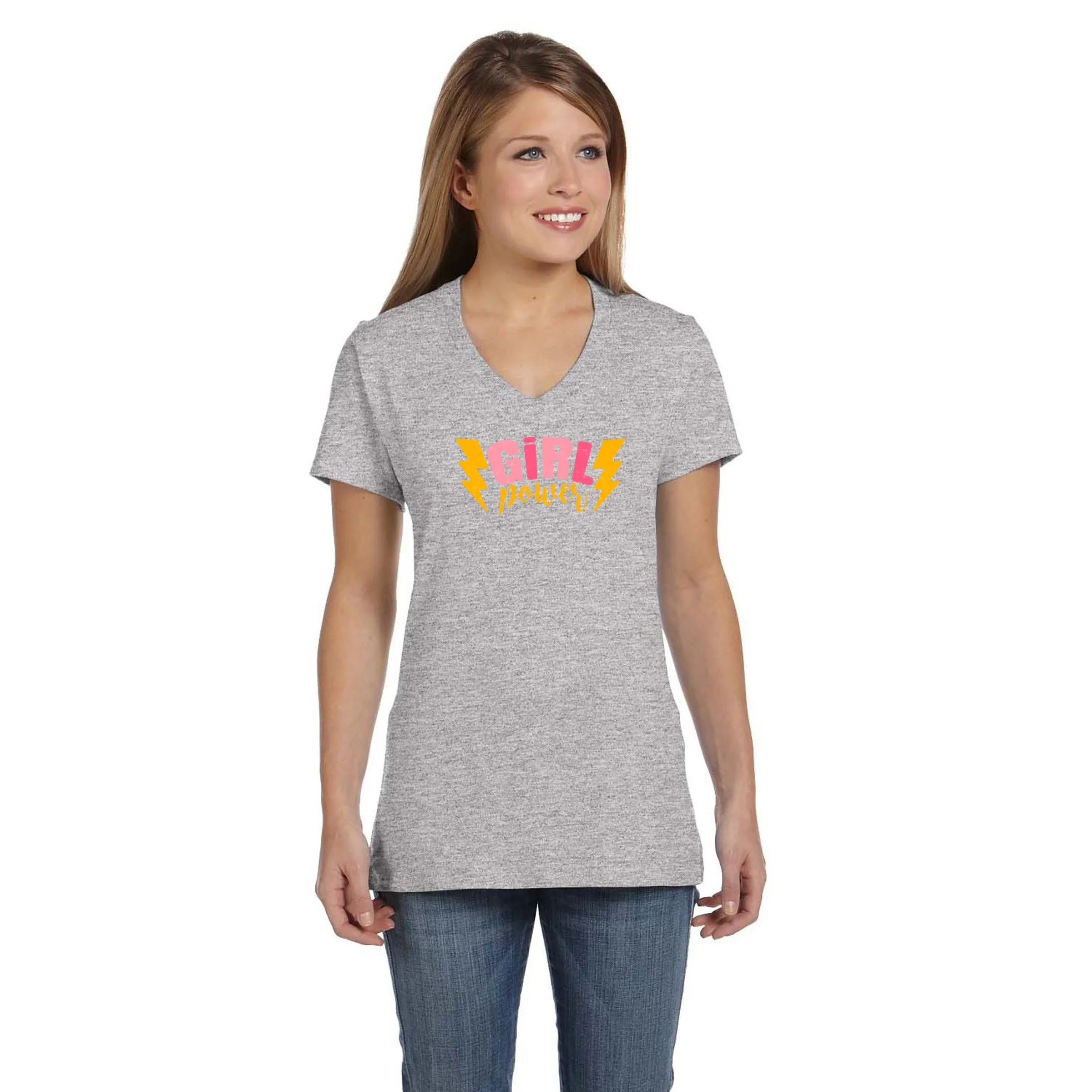 Hanes Ladies 4.5 oz.. 100% Ringspun Cotton V-Neck T-Shirt 6