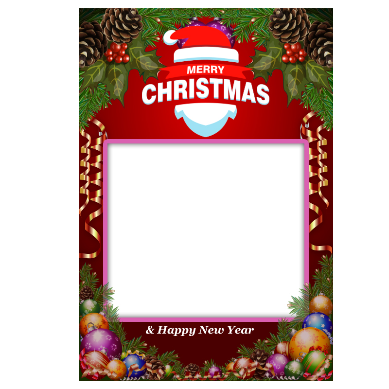 Merry Christmas & Happy New Year Selfie Frame Photo Booth and Picture Frame Props For Celebrations & 1