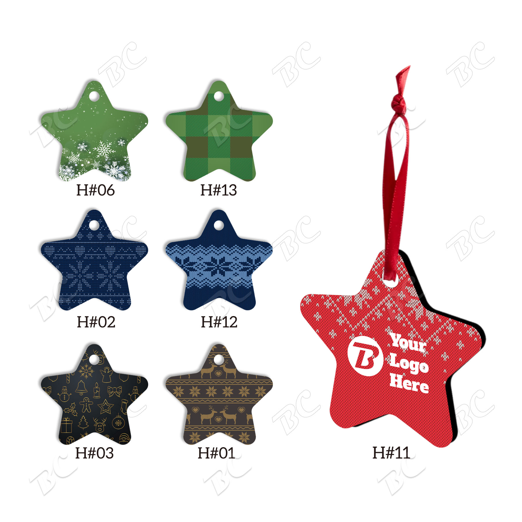 Free Shipping Full Color Christmas Ornament - Star 8
