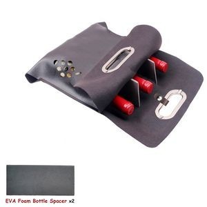 3 Bottle PU Leather Wine Bag With Grape Window And Metal Handle 5