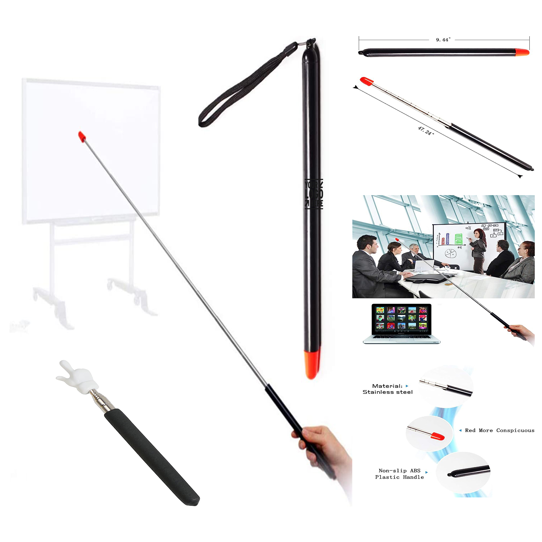 Extended Length 47.2 Inc Telescopic Teachers Pointer Teaching Pointer Stick 1
