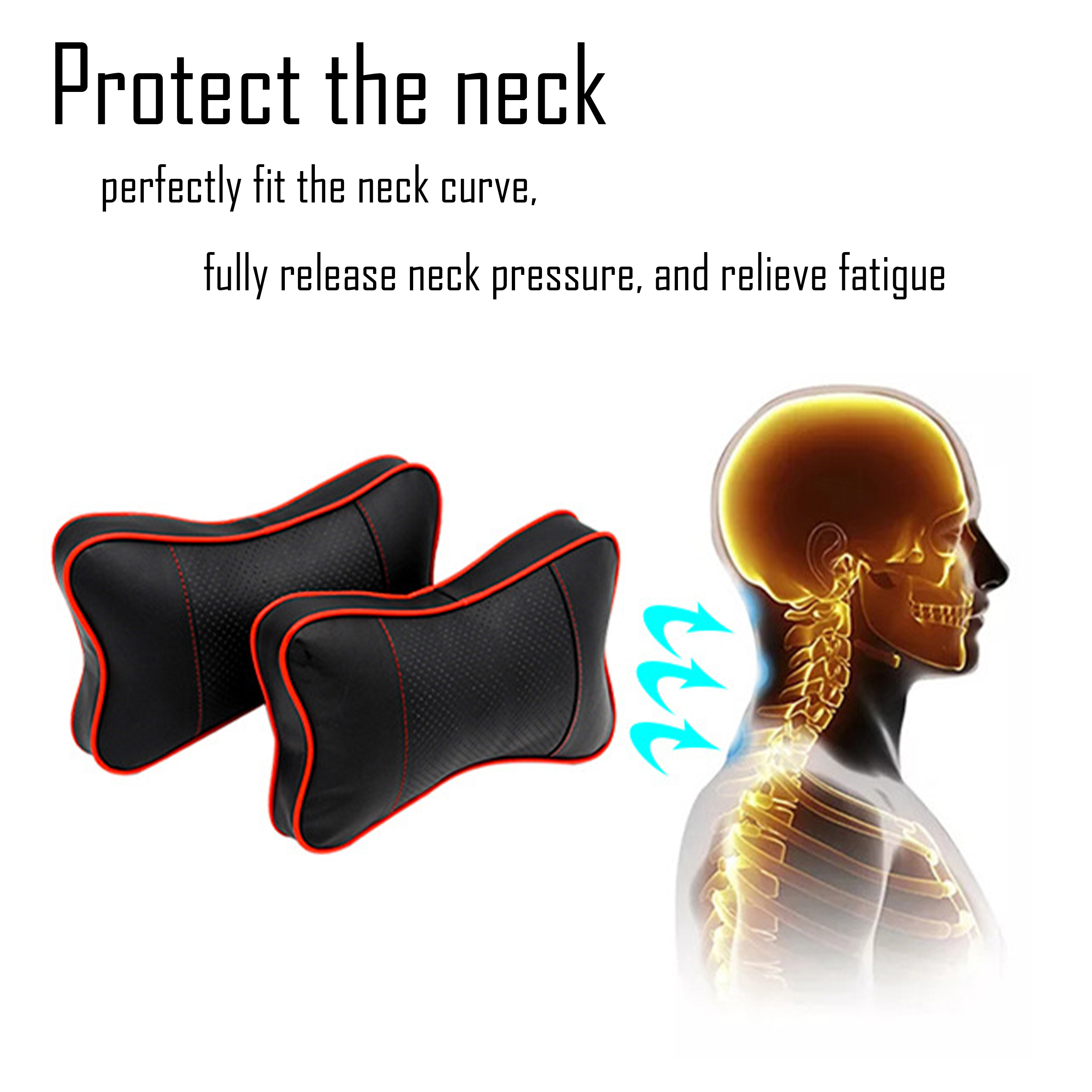Faux Leather Car Neck Protection Pillow 9