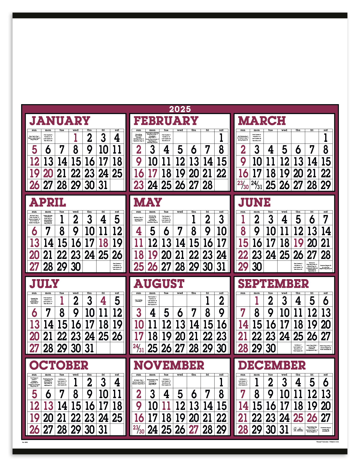 Triumph® Calendars Black & White Span-A-Year Non-Laminated Calendar 33