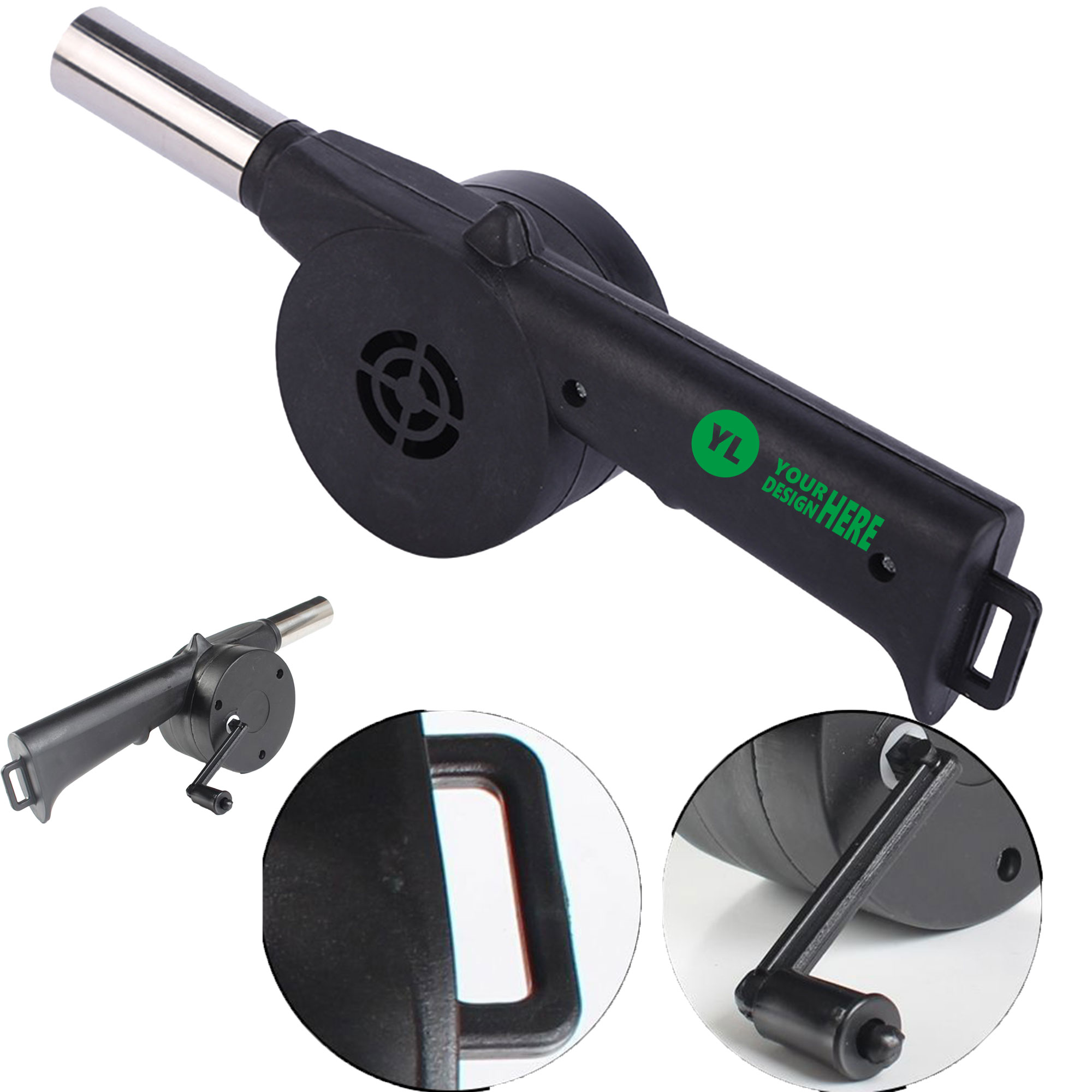 Black Manual Grill Blower Barbecue Tool 2