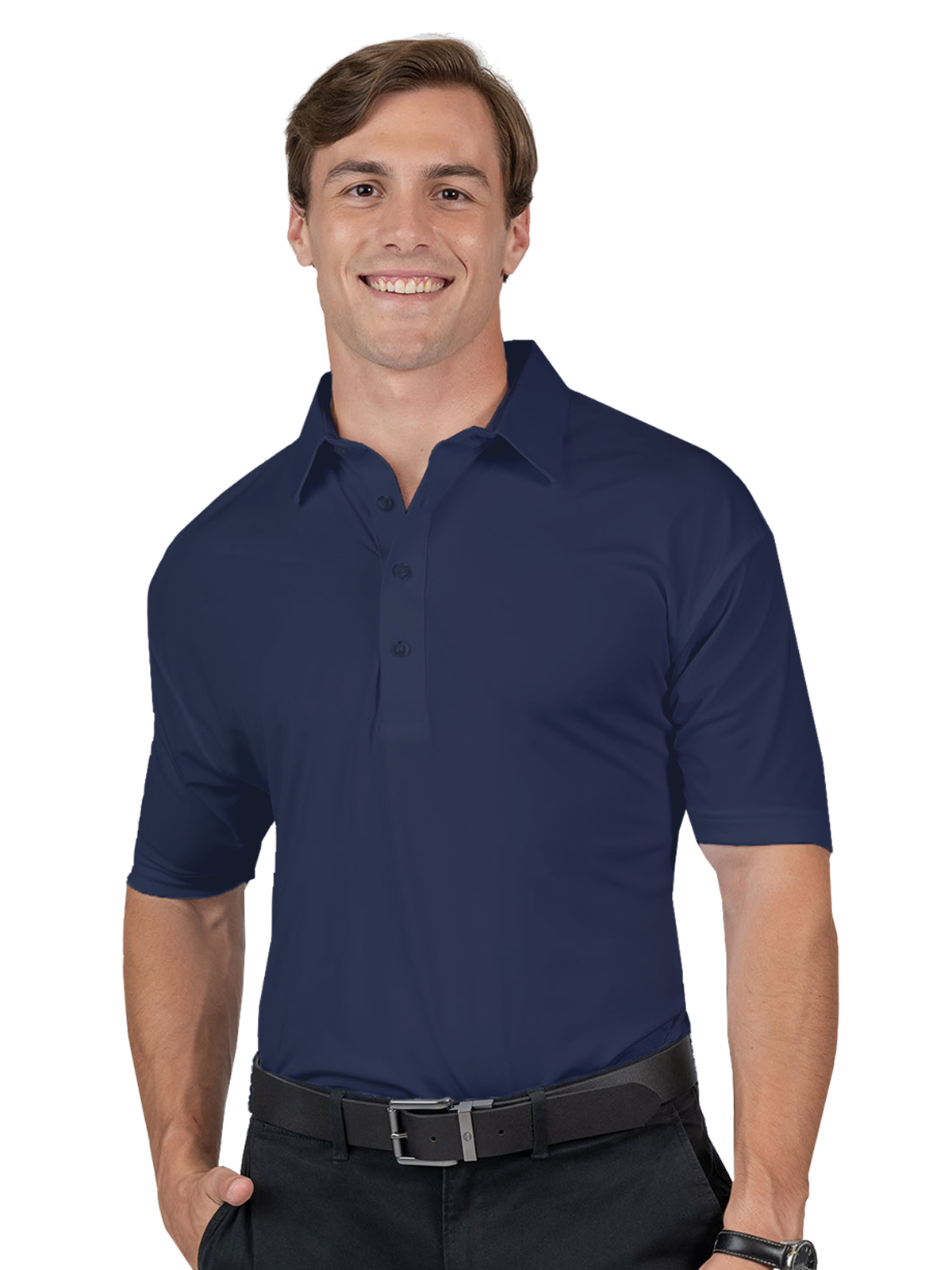 Blue Generation - Men's Pocketless Bonded Collar Dress Polo