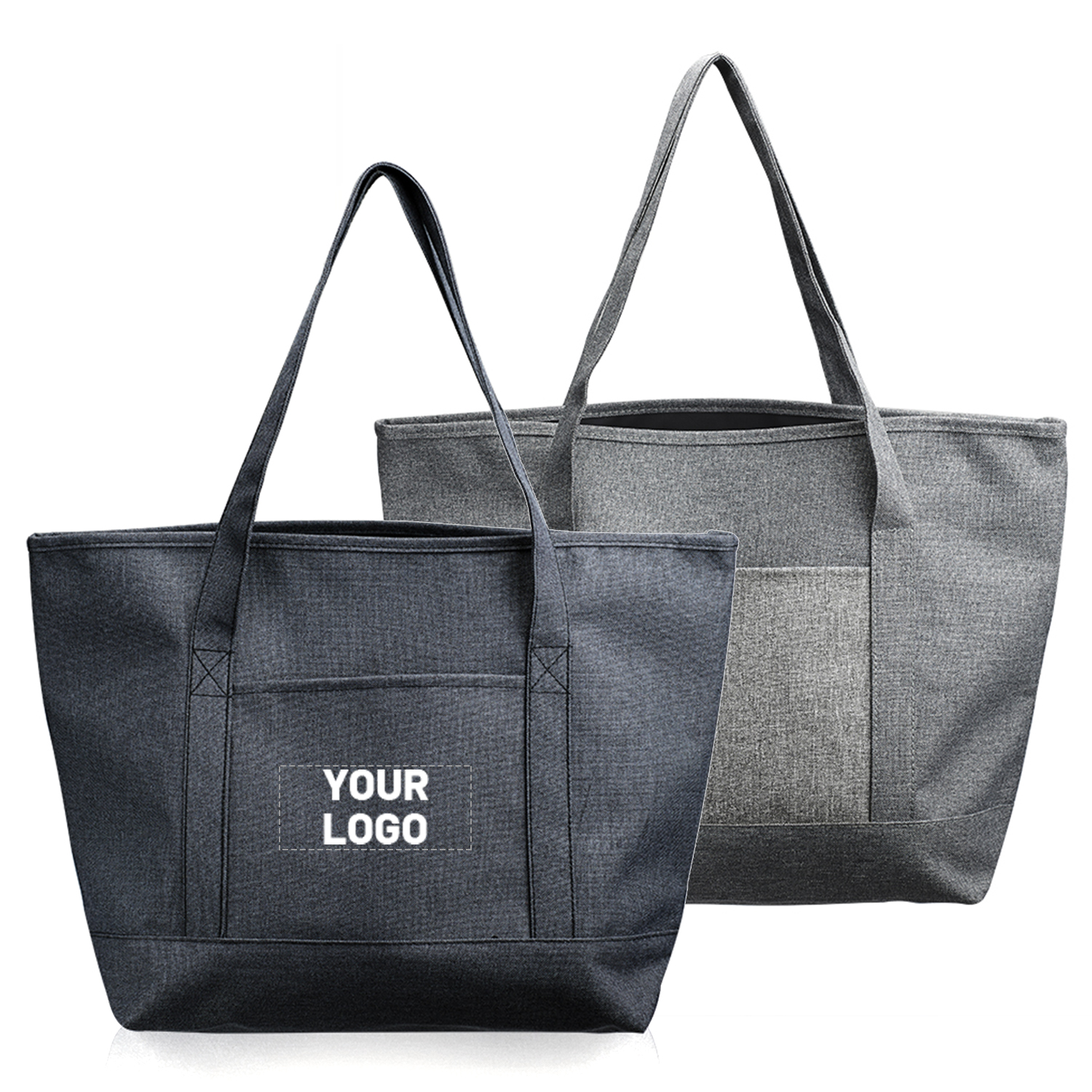 Heathered Tote Bag with Pocket, custom tote bag with logo imprint 2