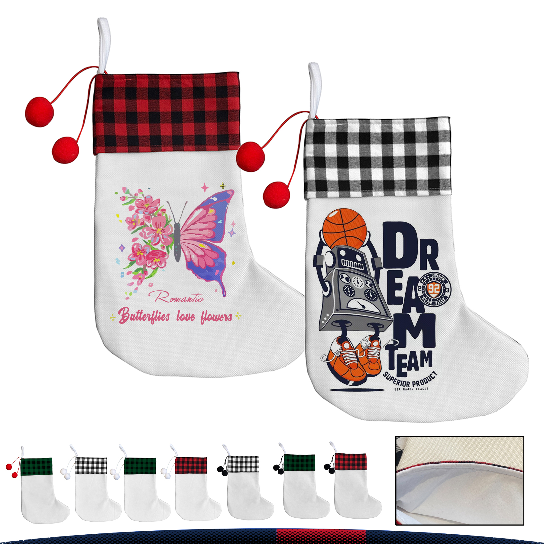 Plaid Pattern Christmas Stocking, custom tote bag with logo imprint 10