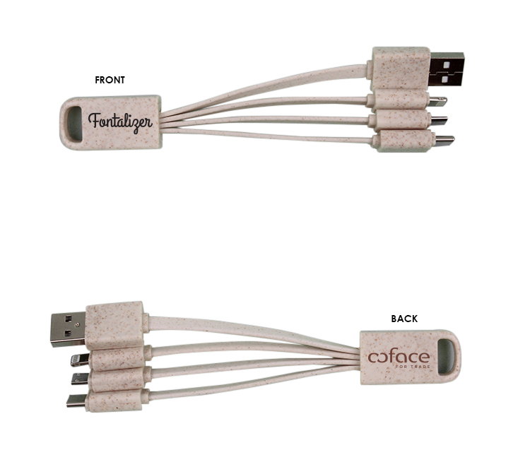 Eco Friendly Wheat Straw 4-in-1 Charging Cable With Type C, Lightning And Micro USB Connector 10