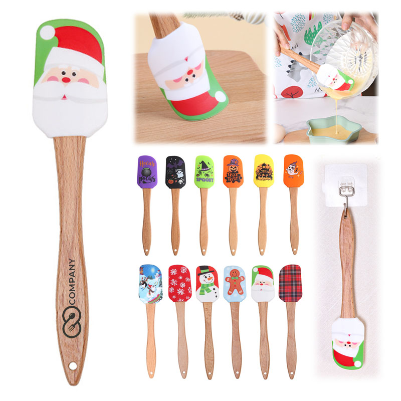 Christmas Halloween Silicone Spatula With Wooden Handle 2