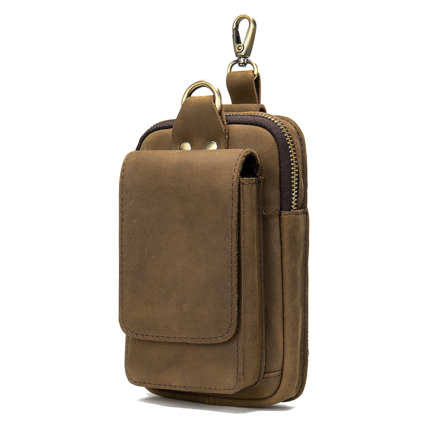 Mens Genuine Leather Mobile Phone Waist Bag 7