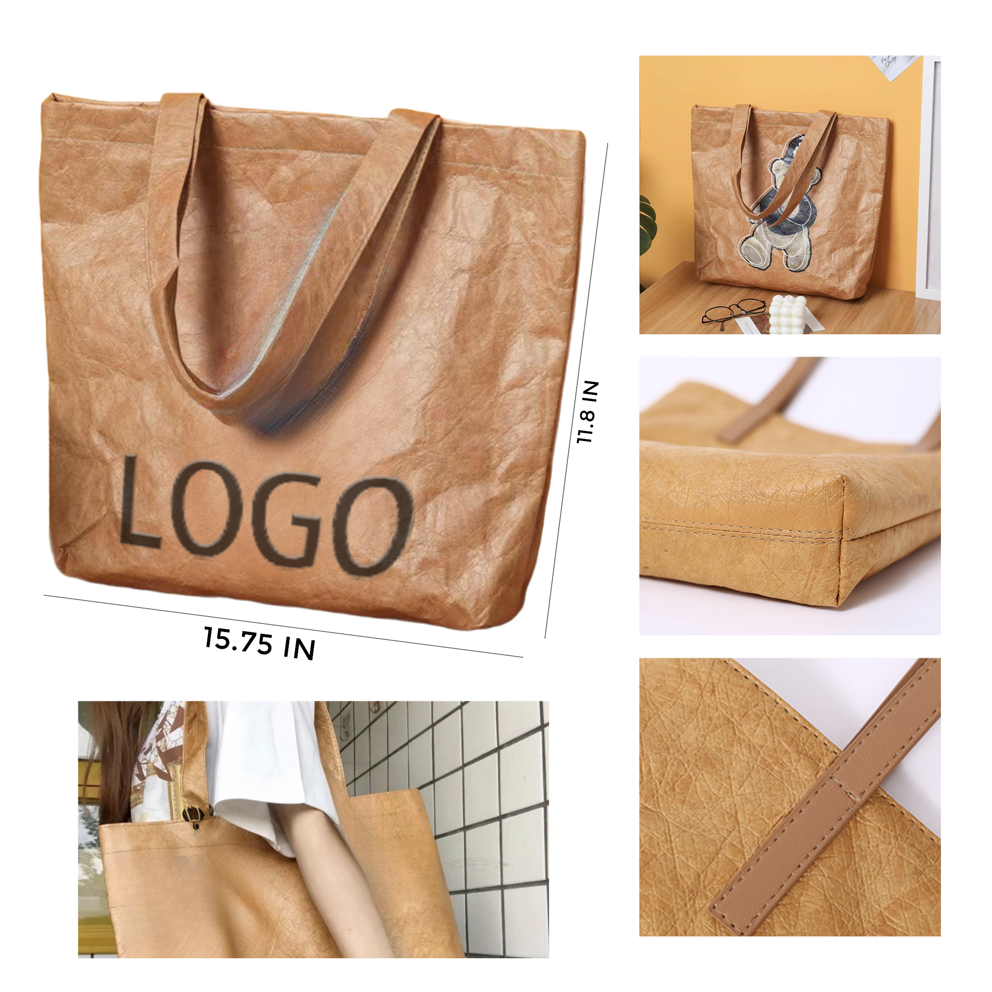 MOQ 10 PCS Eco - Friendly DuPont Paper Handbag 2