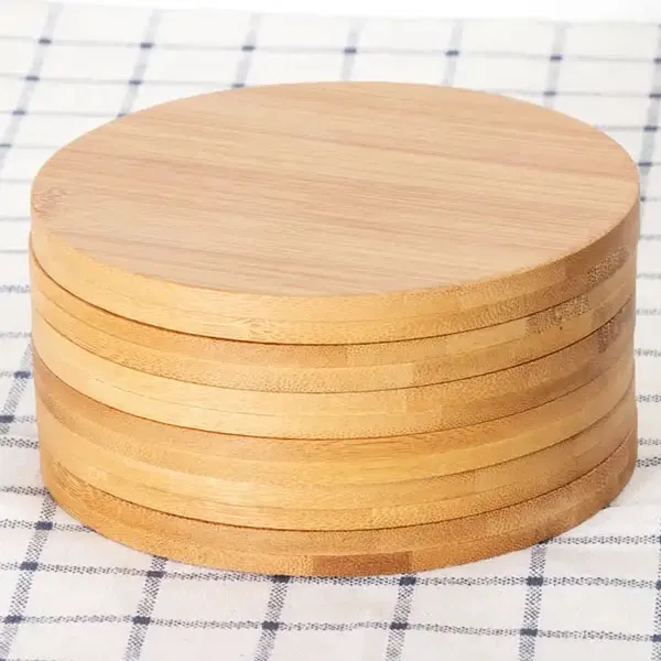 Natural Round Bamboo Coasters - 3.75" dia 2