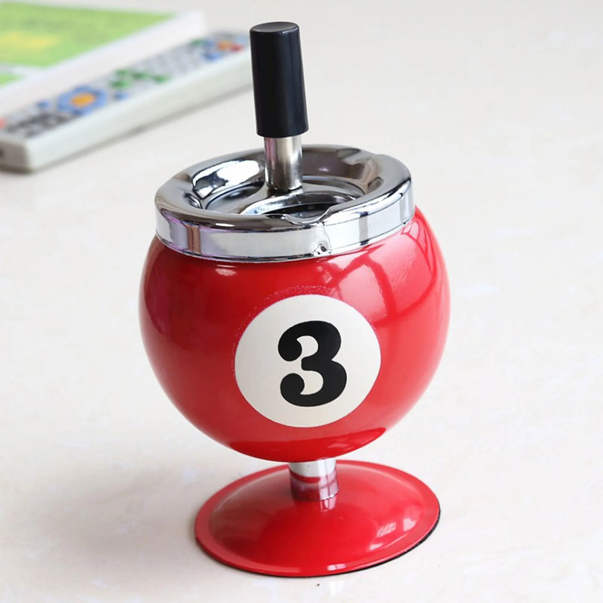 Billiard Theme Metal Ashtray With Anti Fly Ash Design 3