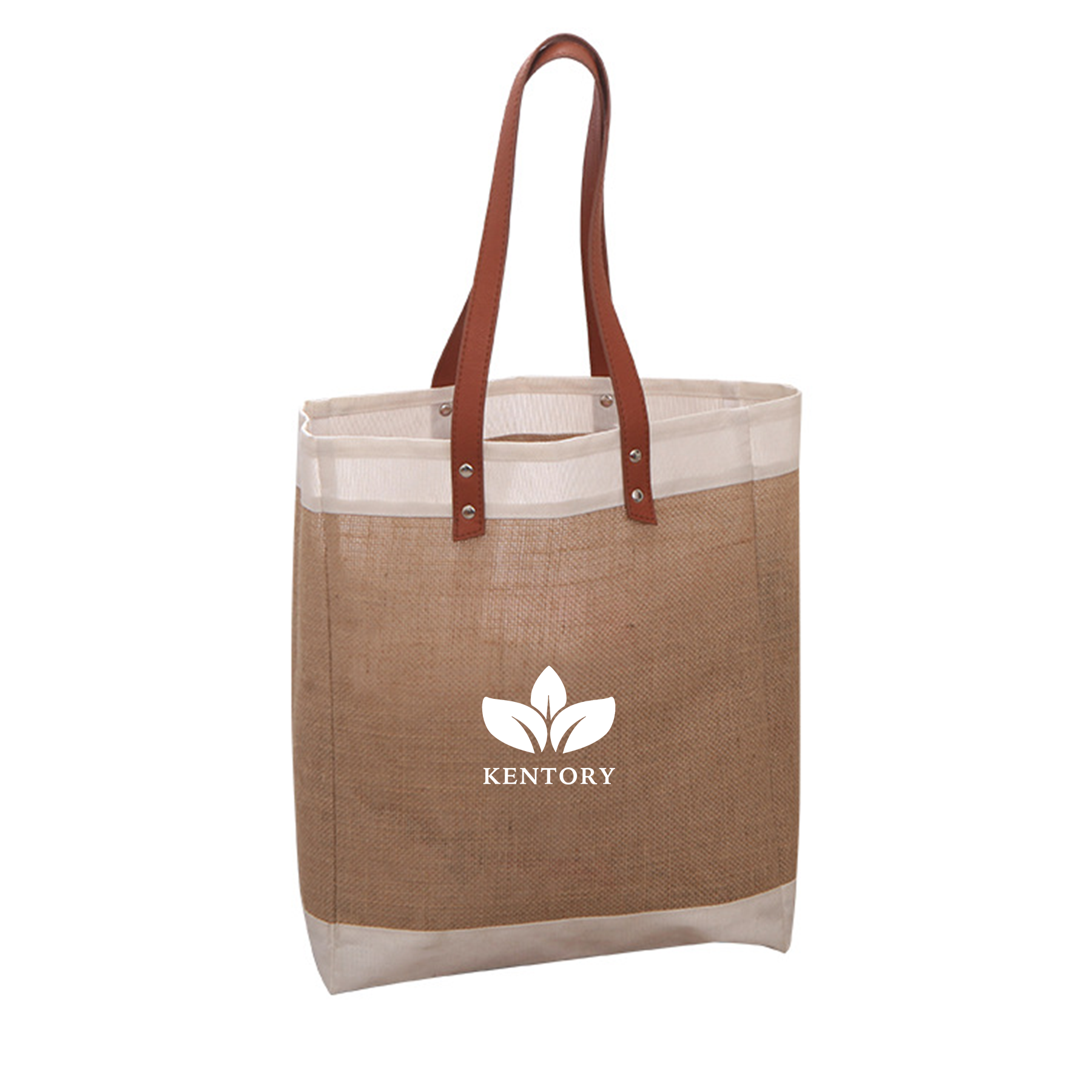 Burlap PU Leather Tote Bag 2