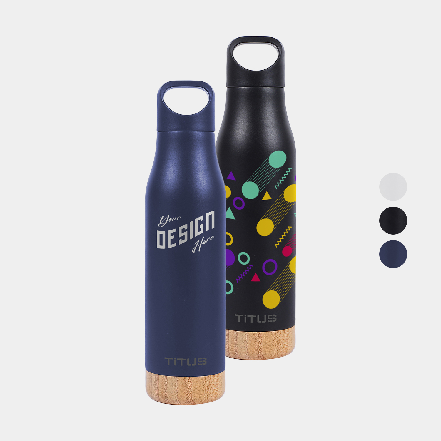 Premium 17 oz TiTUS® Stainless Steel Water Bottle with Wood Base 2