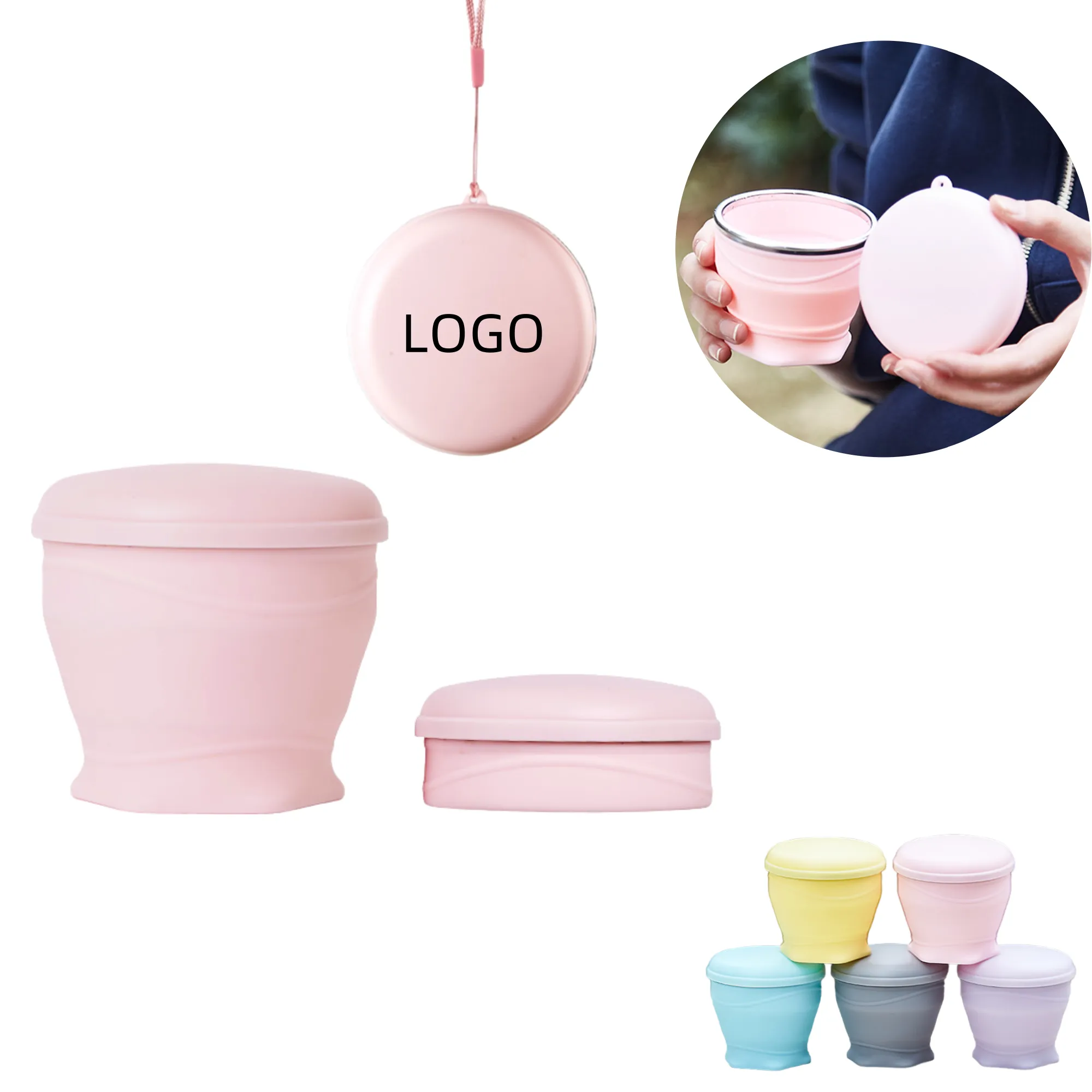 6oz Pocket Folding Water Cup Retractable Silicone Mug
