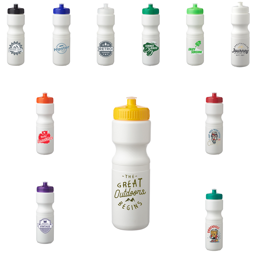 Plastic Water Bottles with Color Push Cap 28 oz. 17