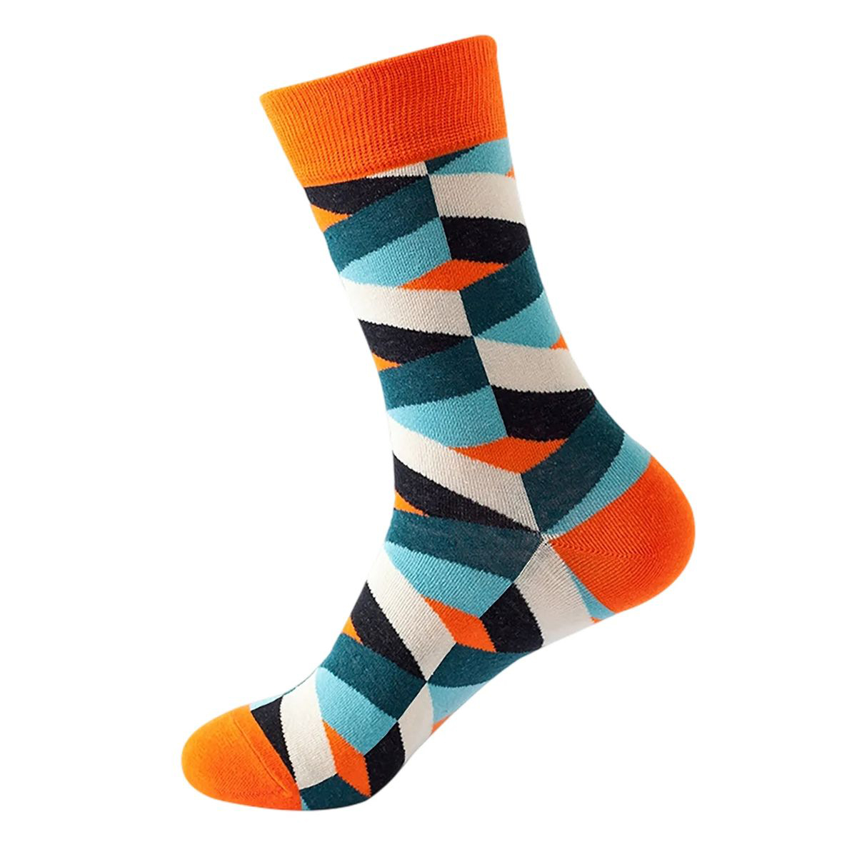 Cotton Crew Socks with Jacquard Pattern 10