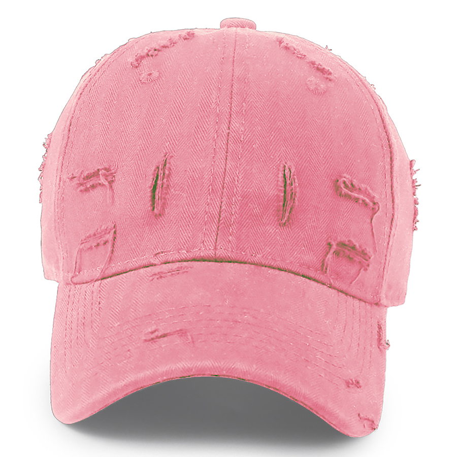 Stock Solid Color Ripped Cotton 6-Panel Baseball Cap 24