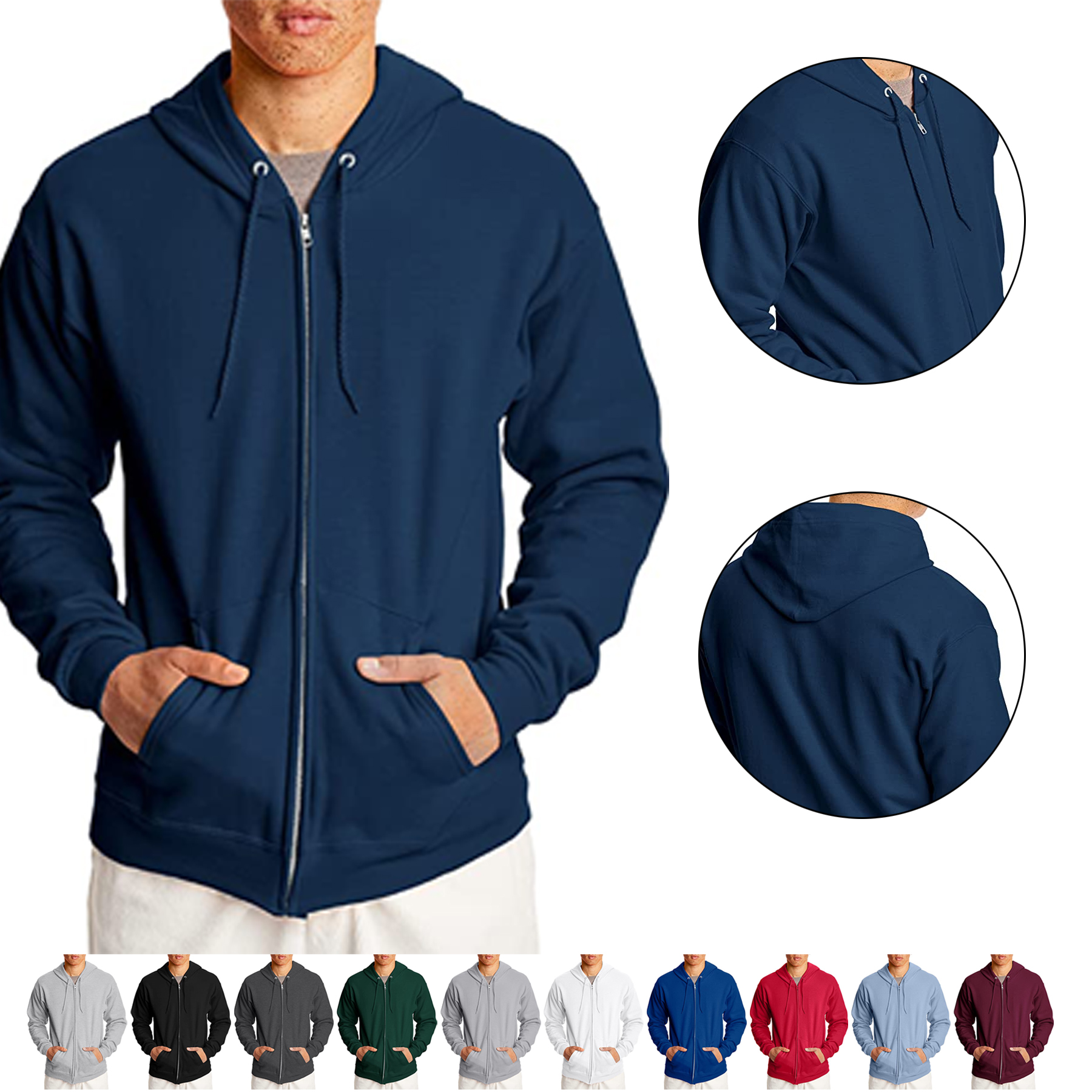 Zip Fleece Hooded Sweatshirt 1