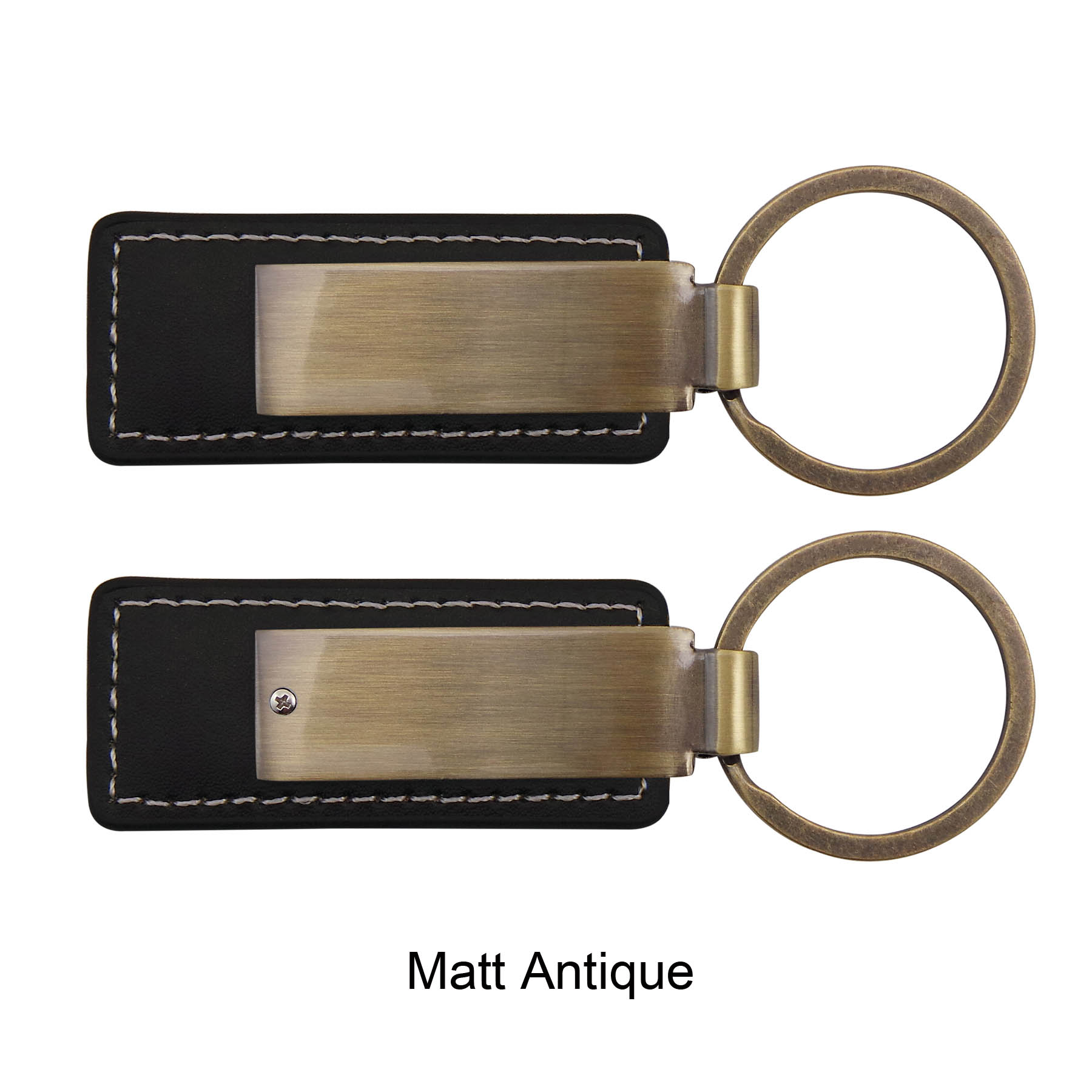 Leatherette with Rectangular Metal Black Matte Key Tag 7