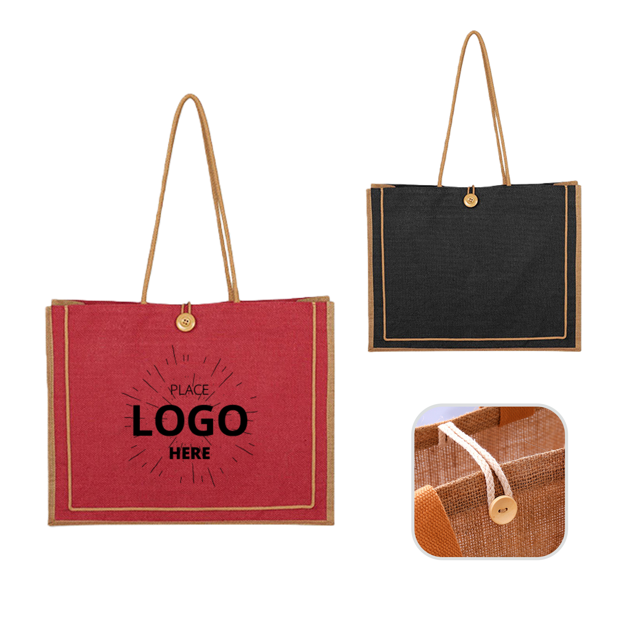 Large Reusable Jute Tote, custom tote bag with logo imprint 2