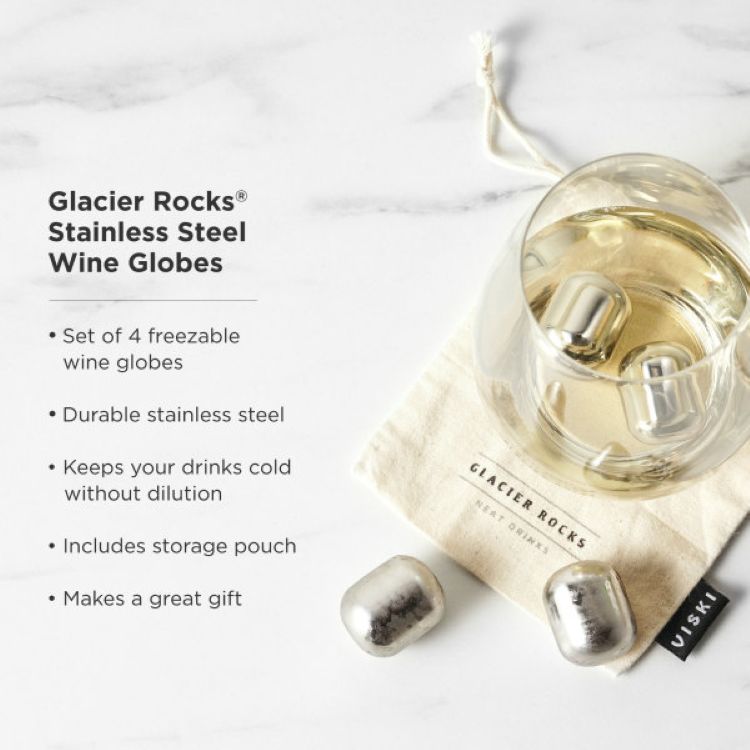 Viski® Glacier Rocks® Stainless Steel Wine Globes 1