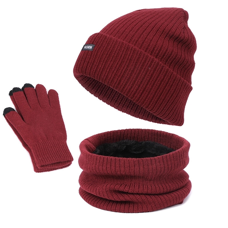 3 Piece Winter Beanie Hat Touchscreen Gloves Scarf Warm Set 6