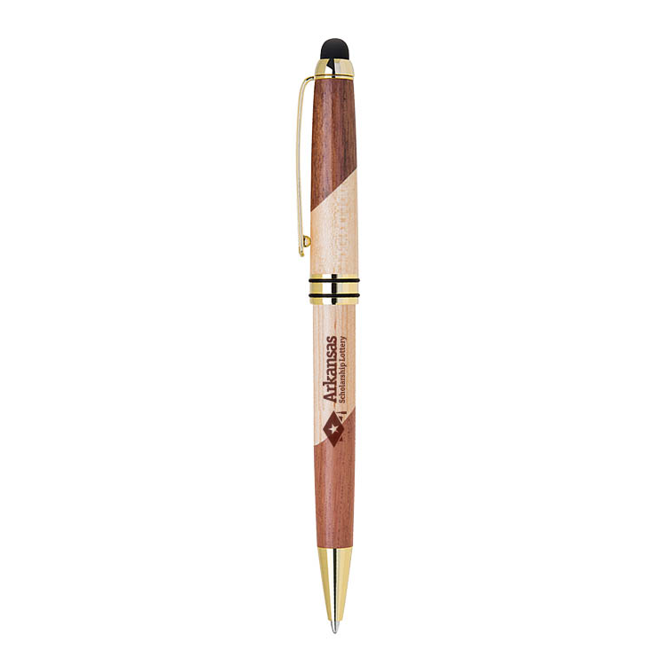 ECO-Friendly Curvy Design Wooden Stylus Ballpoint Pen 3