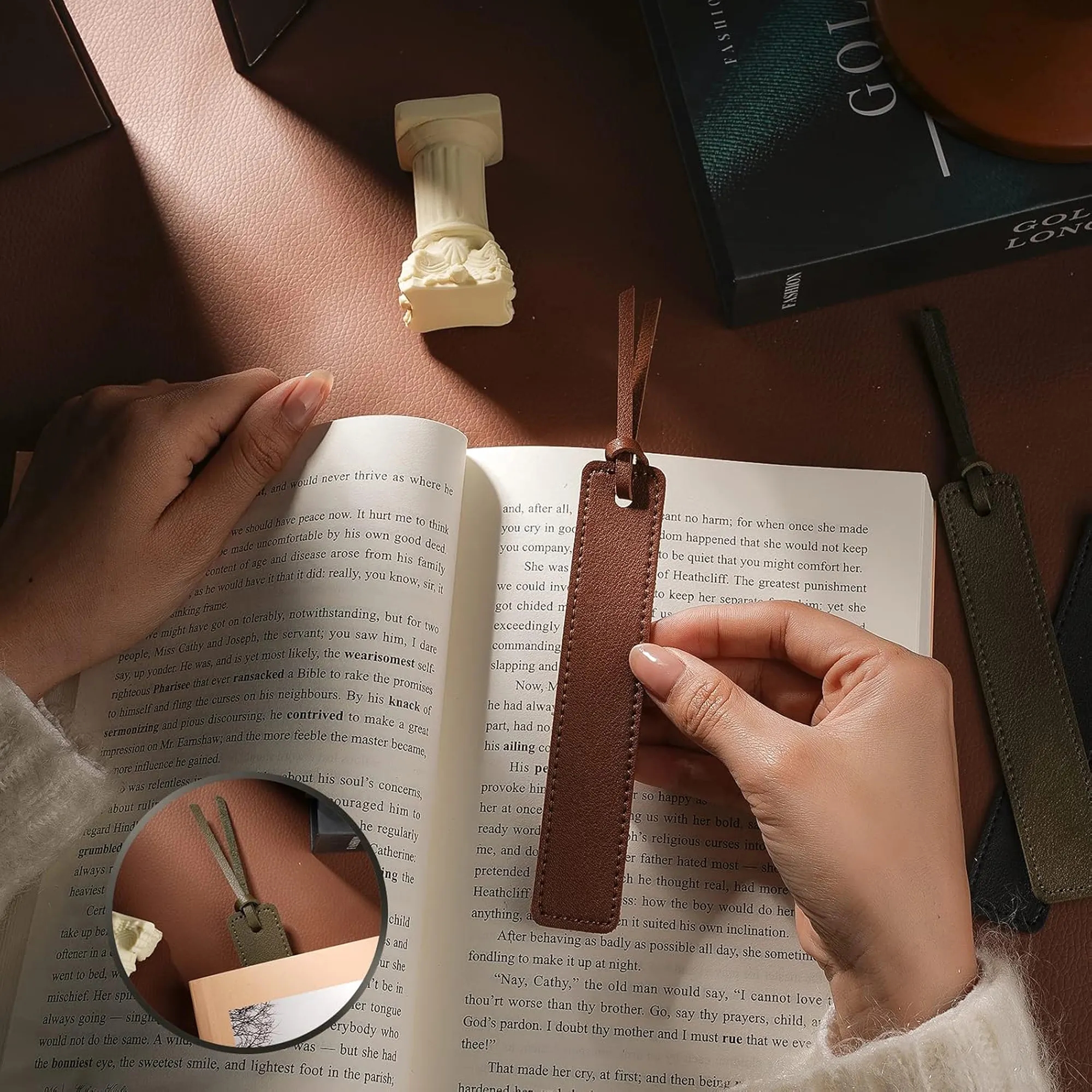 PU Leather Bookmark Classic Stitched Page Markers 1