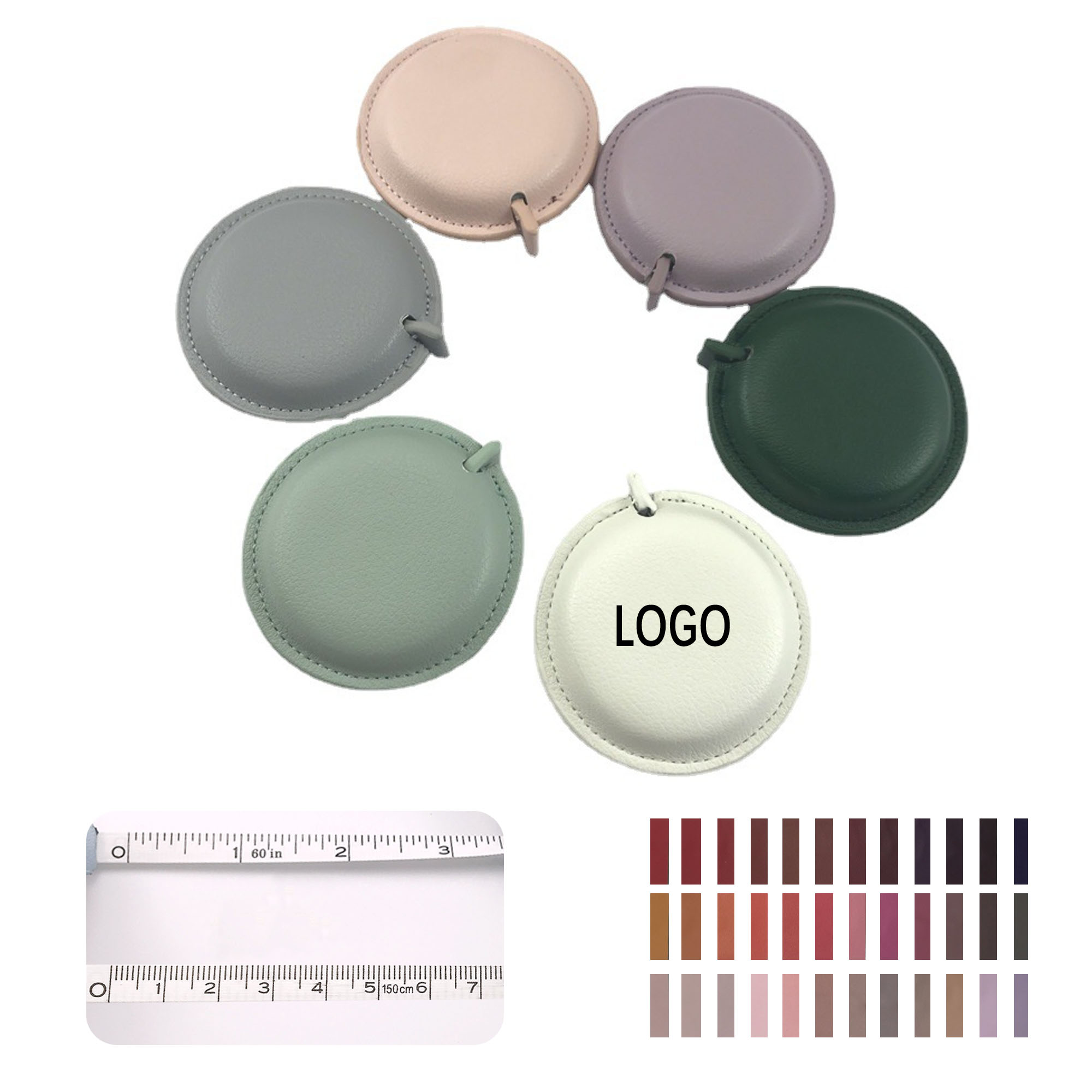PU Leather Round Measuring Tape Retractable 2