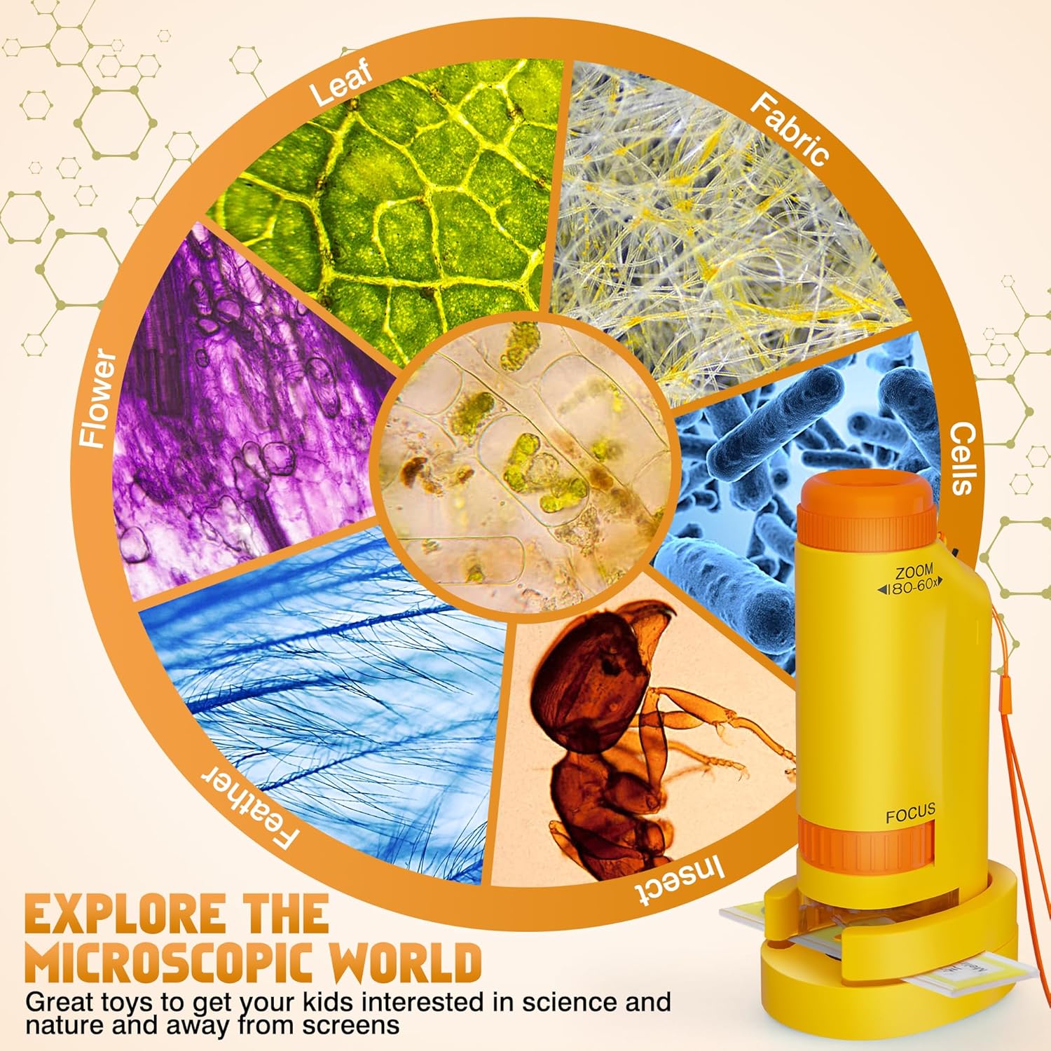 Portable Microscope for Kids 60x-180x 5