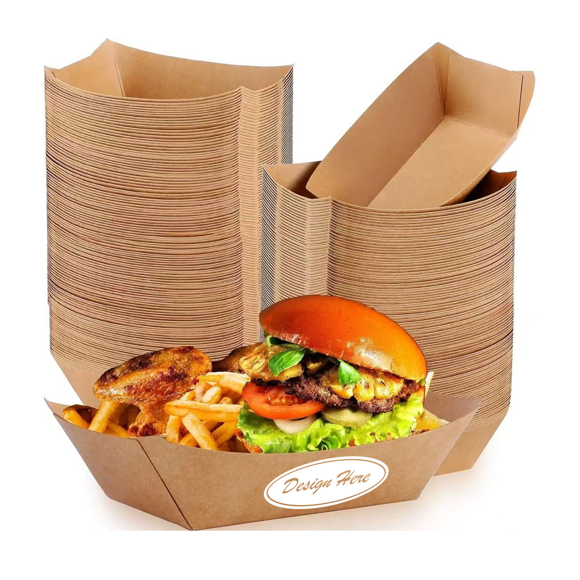 Kraft Paper French Fries Boat Box for Eco-Friendly Packaging 4